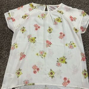 Loft Women’s Floral Print White Blouse